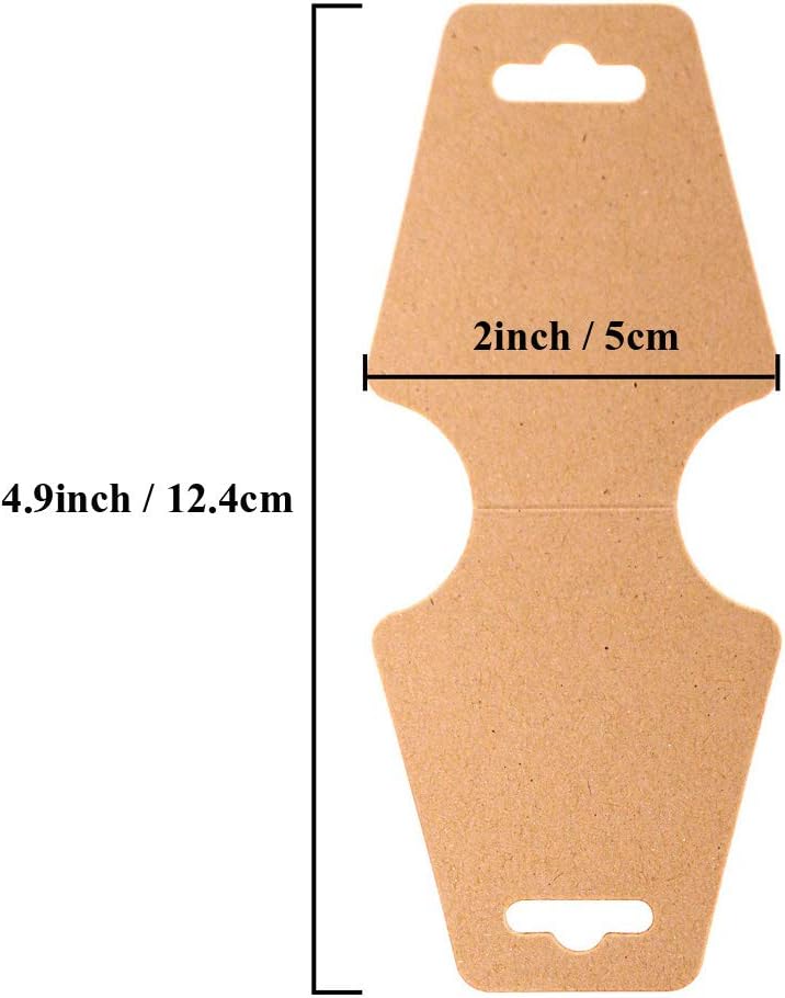 KOVCOAP 100 PCS Necklace Display Cards Holders Jewelry Bracelets Earrings Keychain Rings Hairbands Craft Projects Brown Kraft Paper Hang Tags Card 4.9 x 2 Inches - Image 2